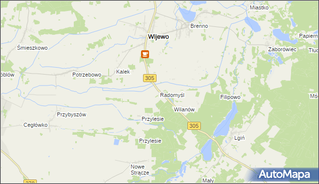 mapa Radomyśl gmina Wijewo, Radomyśl gmina Wijewo na mapie Targeo