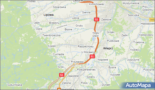 mapa Radziechowy, Radziechowy na mapie Targeo