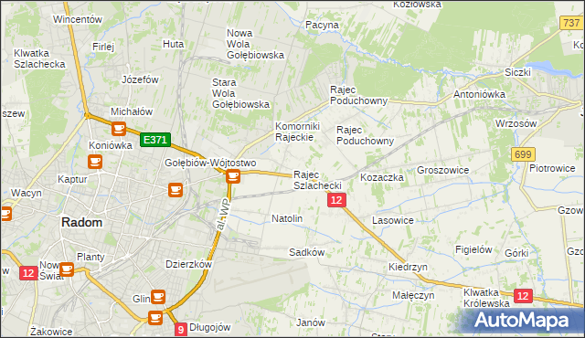 mapa Rajec Szlachecki, Rajec Szlachecki na mapie Targeo
