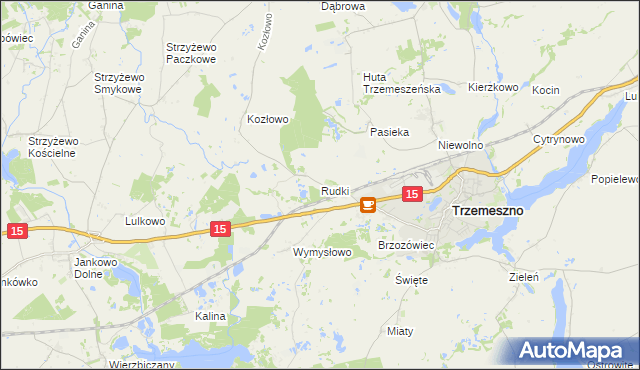 mapa Rudki gmina Trzemeszno, Rudki gmina Trzemeszno na mapie Targeo