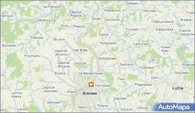 mapa Sędziszowa gmina Bobowa, Sędziszowa gmina Bobowa na mapie Targeo