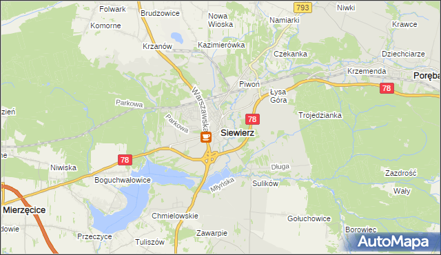 mapa Siewierz, Siewierz na mapie Targeo