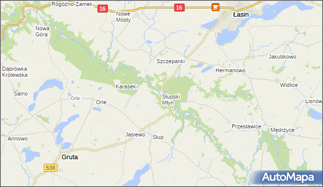 mapa Słupski Młyn, Słupski Młyn na mapie Targeo