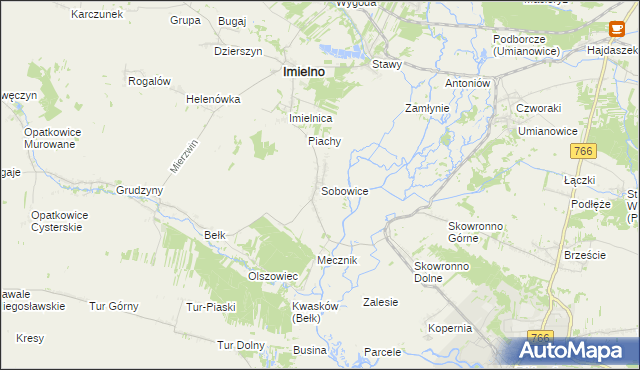 mapa Sobowice gmina Imielno, Sobowice gmina Imielno na mapie Targeo