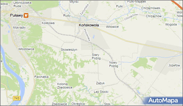 mapa Stary Pożóg, Stary Pożóg na mapie Targeo