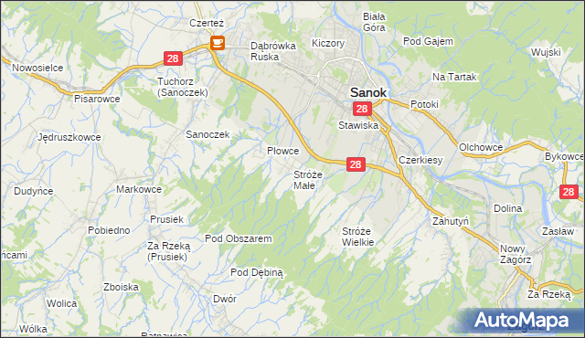 mapa Stróże Małe, Stróże Małe na mapie Targeo