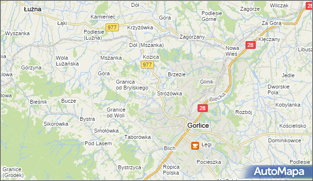 mapa Stróżówka, Stróżówka na mapie Targeo