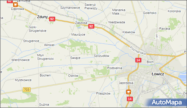 mapa Szczudłów, Szczudłów na mapie Targeo