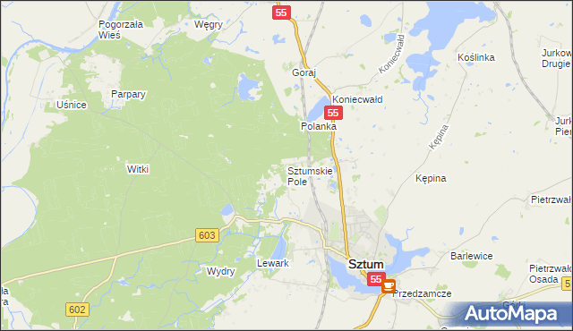 mapa Sztumskie Pole, Sztumskie Pole na mapie Targeo