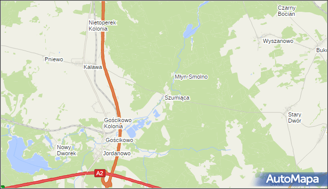 mapa Szumiąca gmina Międzyrzecz, Szumiąca gmina Międzyrzecz na mapie Targeo