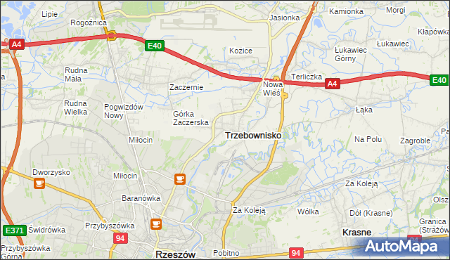 mapa Trzebownisko, Trzebownisko na mapie Targeo