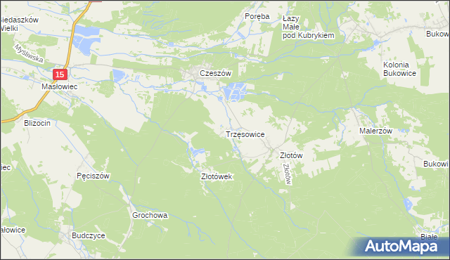 mapa Trzęsowice, Trzęsowice na mapie Targeo