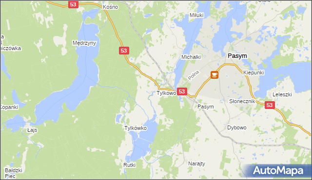 mapa Tylkowo, Tylkowo na mapie Targeo