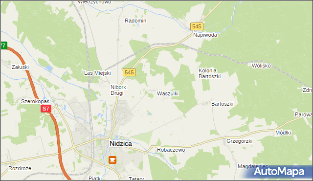 mapa Waszulki, Waszulki na mapie Targeo