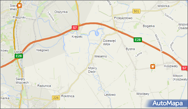 mapa Weselno, Weselno na mapie Targeo
