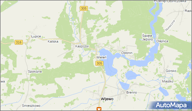 mapa Wieleń gmina Przemęt, Wieleń gmina Przemęt na mapie Targeo