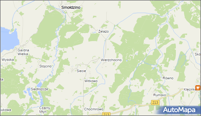 mapa Wierzchocino, Wierzchocino na mapie Targeo