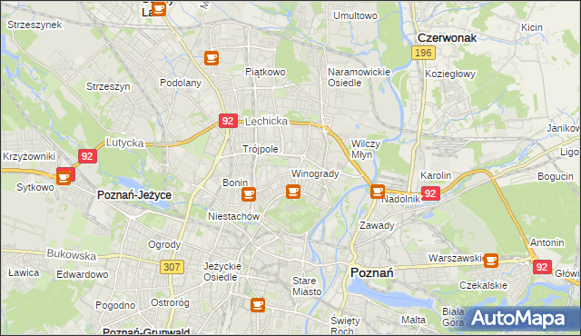 mapa Winogrady, Winogrady na mapie Targeo