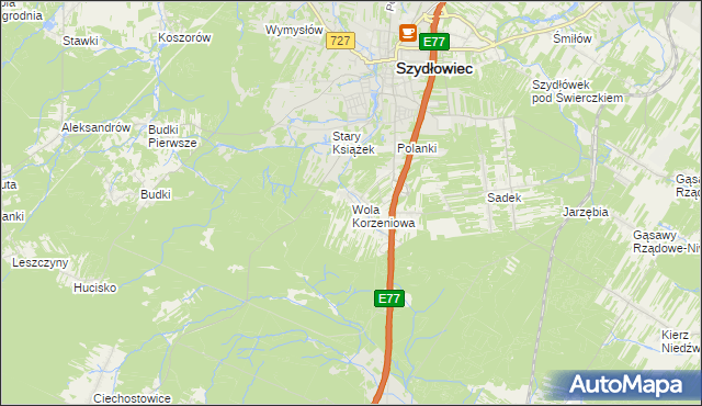 mapa Wola Korzeniowa, Wola Korzeniowa na mapie Targeo