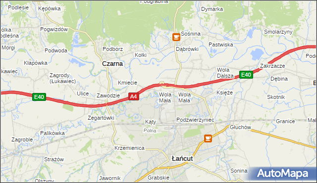 mapa Wola Mała gmina Czarna, Wola Mała gmina Czarna na mapie Targeo
