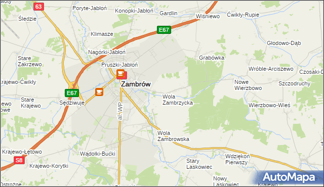 mapa Wola Zambrzycka, Wola Zambrzycka na mapie Targeo