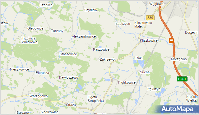 mapa Zakrzewo gmina Prusice, Zakrzewo gmina Prusice na mapie Targeo
