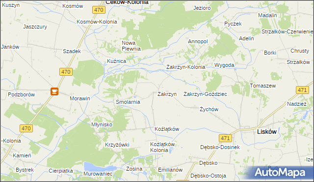 mapa Zakrzyn, Zakrzyn na mapie Targeo