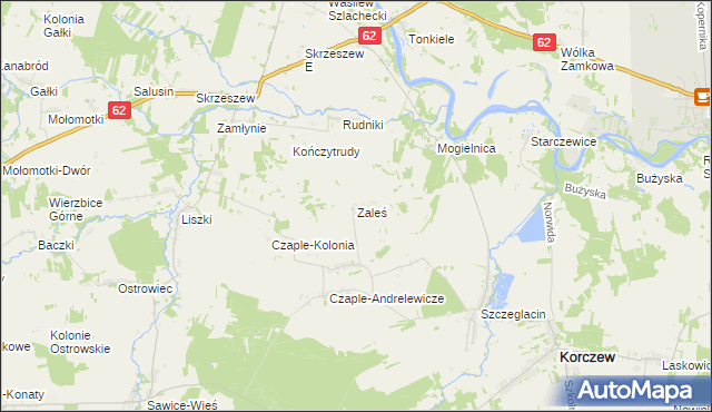 mapa Zaleś gmina Korczew, Zaleś gmina Korczew na mapie Targeo