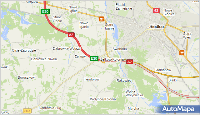 mapa Żelków-Kolonia, Żelków-Kolonia na mapie Targeo