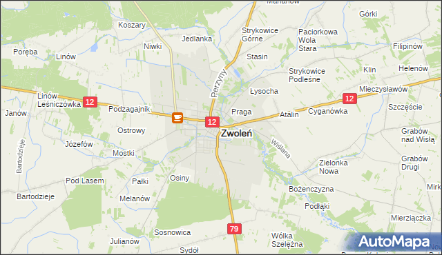 mapa Zwoleń, Zwoleń na mapie Targeo