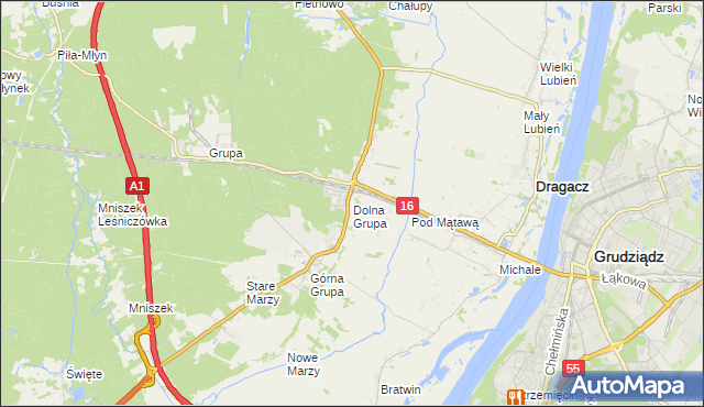 mapa Dolna Grupa, Dolna Grupa na mapie Targeo