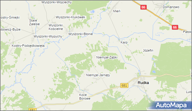 mapa Niemyje-Ząbki, Niemyje-Ząbki na mapie Targeo