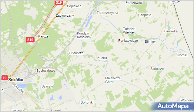 mapa Puciłki, Puciłki na mapie Targeo
