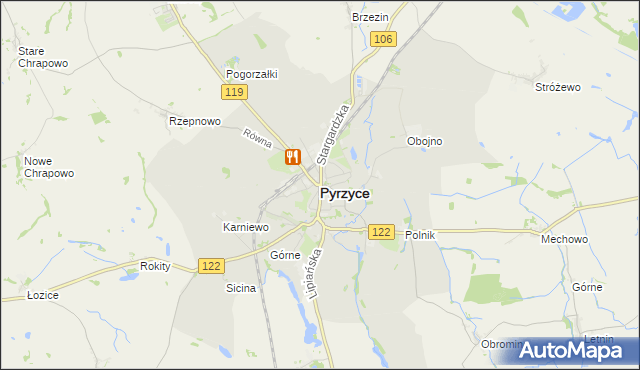 mapa Pyrzyce, Pyrzyce na mapie Targeo