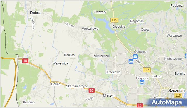 mapa Bezrzecze, Bezrzecze na mapie Targeo