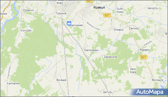 mapa Daniszewo gmina Rzekuń, Daniszewo gmina Rzekuń na mapie Targeo
