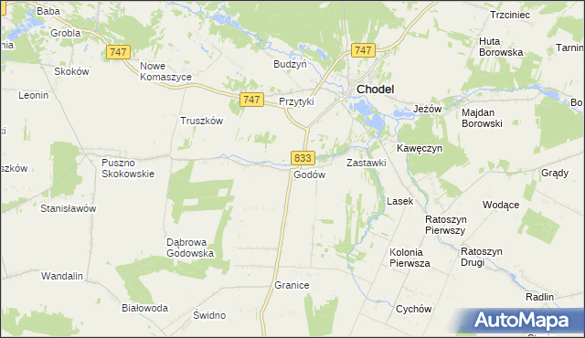 mapa Godów gmina Chodel, Godów gmina Chodel na mapie Targeo