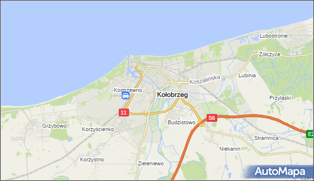 mapa Kołobrzegu, Kołobrzeg na mapie Targeo