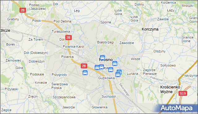 mapa Krosna, Krosno na mapie Targeo