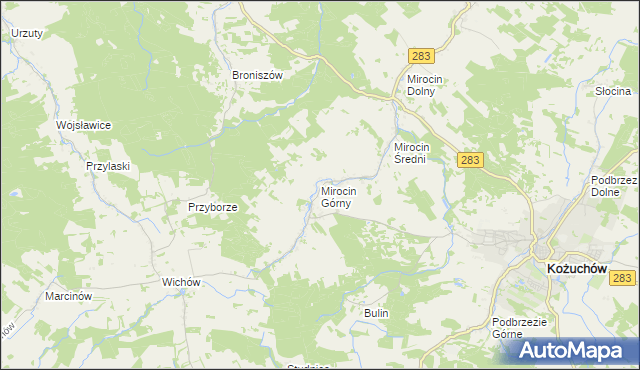 mapa Mirocin Górny, Mirocin Górny na mapie Targeo