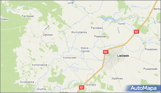 mapa Mokre Ogrody, Mokre Ogrody na mapie Targeo