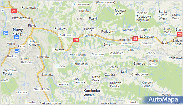 mapa Mystków, Mystków na mapie Targeo