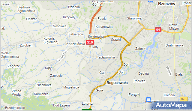 mapa Racławówka, Racławówka na mapie Targeo