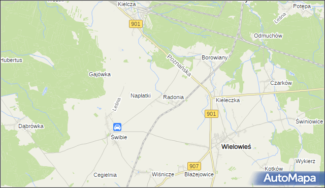 mapa Radonia gmina Wielowieś, Radonia gmina Wielowieś na mapie Targeo