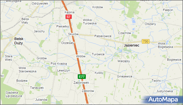 mapa Turowice gmina Jasieniec, Turowice gmina Jasieniec na mapie Targeo