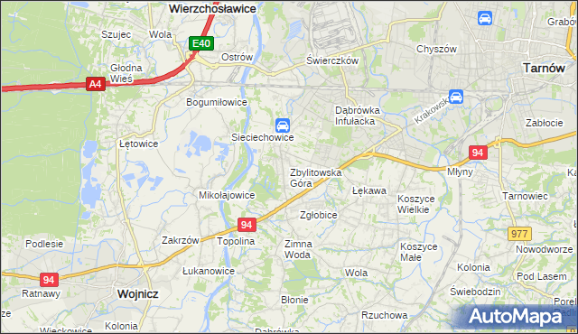 mapa Zbylitowska Góra, Zbylitowska Góra na mapie Targeo