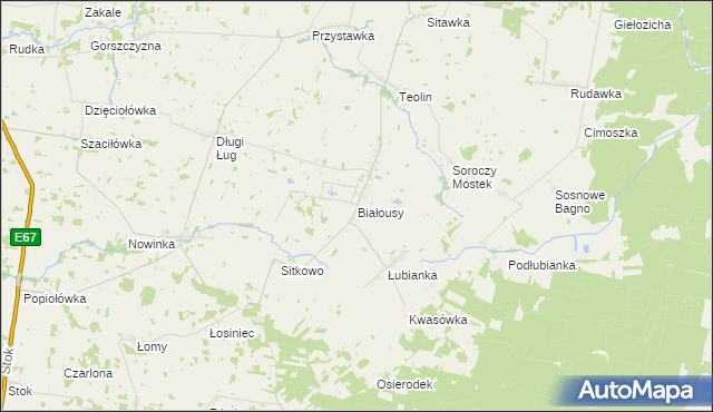 mapa Białousy, Białousy na mapie Targeo