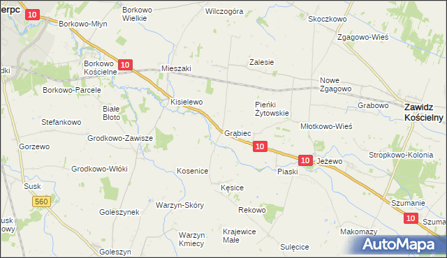 mapa Grąbiec, Grąbiec na mapie Targeo