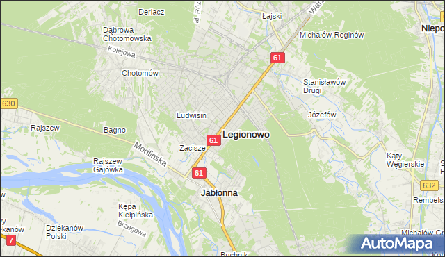 mapa Legionowo, Legionowo na mapie Targeo