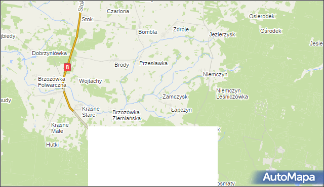 mapa Zamczysk gmina Czarna Białostocka, Zamczysk gmina Czarna Białostocka na mapie Targeo